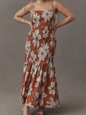 Dhruv Kapoor Smocked Flounce Hem Dress, Size 1X, NWT